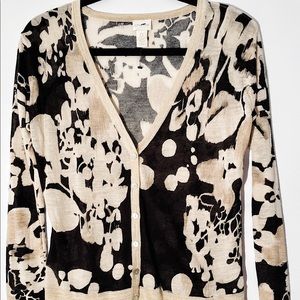 Chico’s cardigan, button up, golden trim